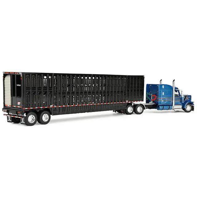 Alt view image 5 of 5 - Peterbilt 589 with 72" Mid-Roof Sleeper and Wilson Trailer Bright Blue w/Black and Trailer 1/64 Diecast Model by DCP/First Gear