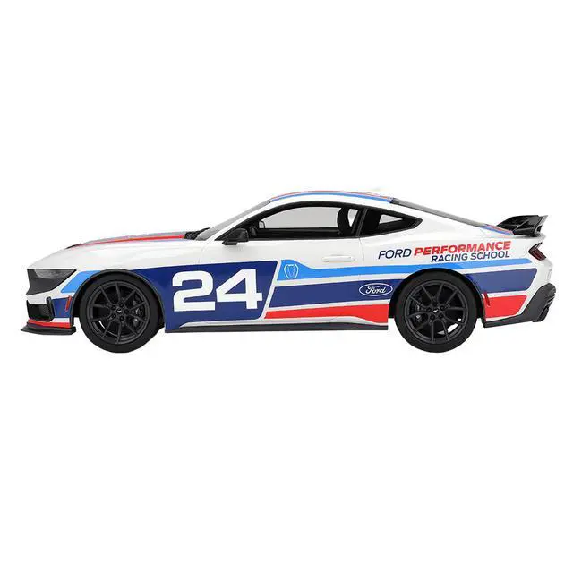 Alt view image 3 of 5 - Ford Mustang Dark Horse #24 "Ford Performance Racing School" White with Graphics 1/18 Model Car by Top Speed