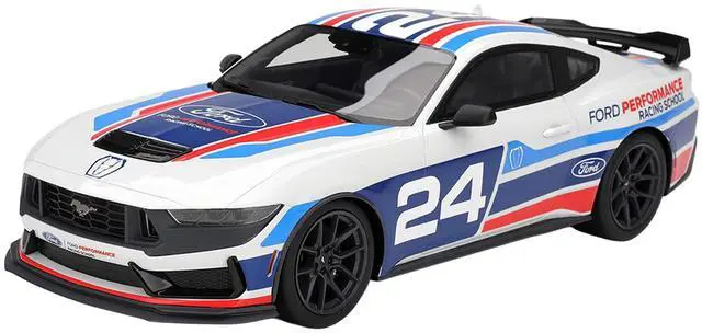 Main image of Ford Mustang Dark Horse #24 "Ford Performance Racing School" White with Graphics 1/18 Model Car by Top Speed