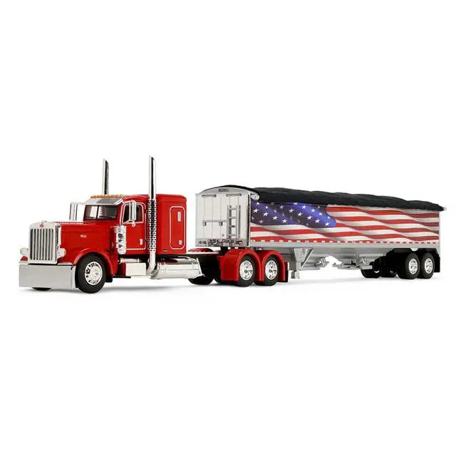 Alt view image 2 of 3 - Peterbilt 389 with 48" Flat Top Sleeper and 43' Wilson Pacesetter High Side Grain Trailer 1/64 Diecast Model by DCP/First Gear