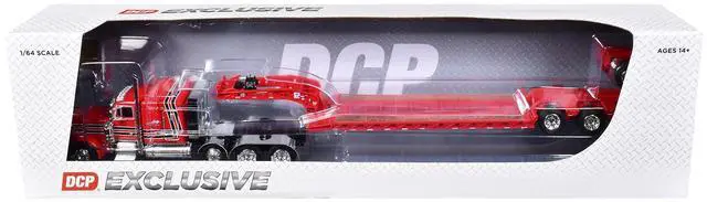 Alt view image 6 of 6 - Peterbilt 379 with 63" Flat Top Sleeper & Fontaine Magnitude Trailer w/Fliptail Red w/Black 1/64 Diecast Model by DCP/First Gear