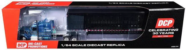 Alt view image 6 of 6 - Peterbilt 589 with 72" Mid-Roof Sleeper and Wilson Trailer Bright Blue w/Black and Trailer 1/64 Diecast Model by DCP/First Gear