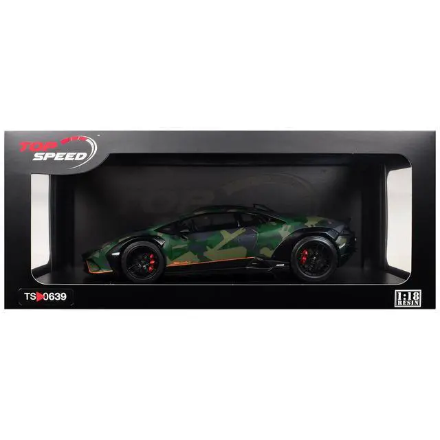 Alt view image 6 of 7 - Lamborghini Huracan Sterrato All-Terrain "BOSCO" Green Camouflage 1/18 Model Car by Top Speed