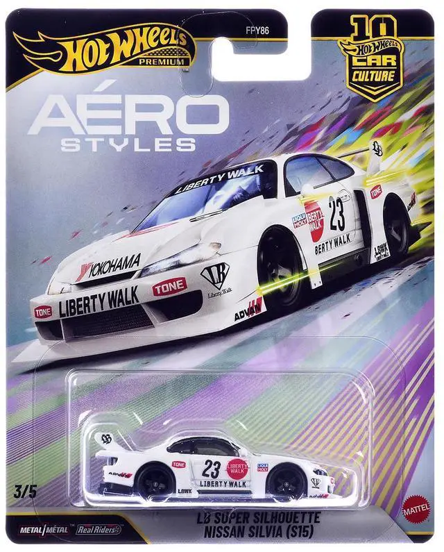 Main image of Nissan Silvia (S15) LB Super Silhouette RHD #23 White with Graphics "Aero Styles" Series Diecast Model Car by Hot Wheels