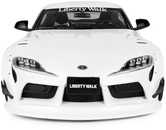 Alt view image 6 of 7 - 2025 Toyota GR Supra "Liberty Walk" Body Kit White Metallic with Pink Wheels 1/18 Diecast Model Car by Solido