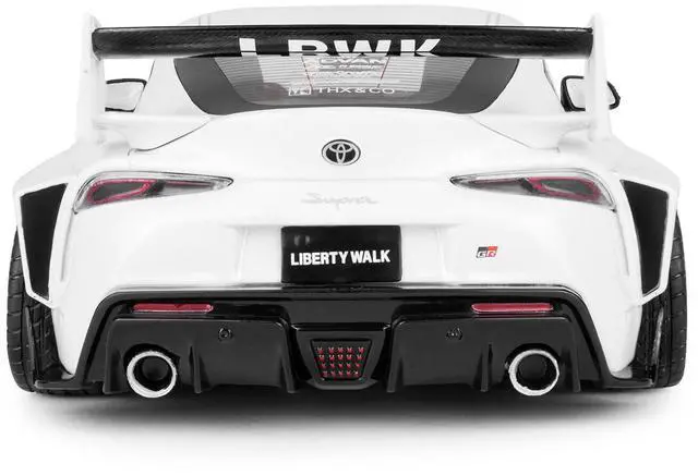 Alt view image 7 of 7 - 2025 Toyota GR Supra "Liberty Walk" Body Kit White Metallic with Pink Wheels 1/18 Diecast Model Car by Solido