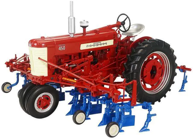 Alt view image 2 of 2 - Farmall 450 Narrow Front Diesel Tractor with Front and Rear Cultivators Red "Classic Series" 1/16 Diecast Model by SpecCast