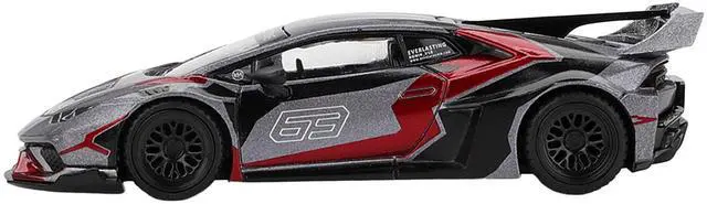 Alt view image 3 of 6 - Lamborghini Huracan GT LB-WORKS "RONIN" Gray Metallic with Black and Red Graphics 1/64 Diecast Model Car by Mini GT