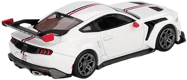 Alt view image 4 of 6 - Ford Mustang GTD "Spirit of America" White with Red and Blue Stripes Limited Edition 1/64 Diecast Model Car by Mini GT
