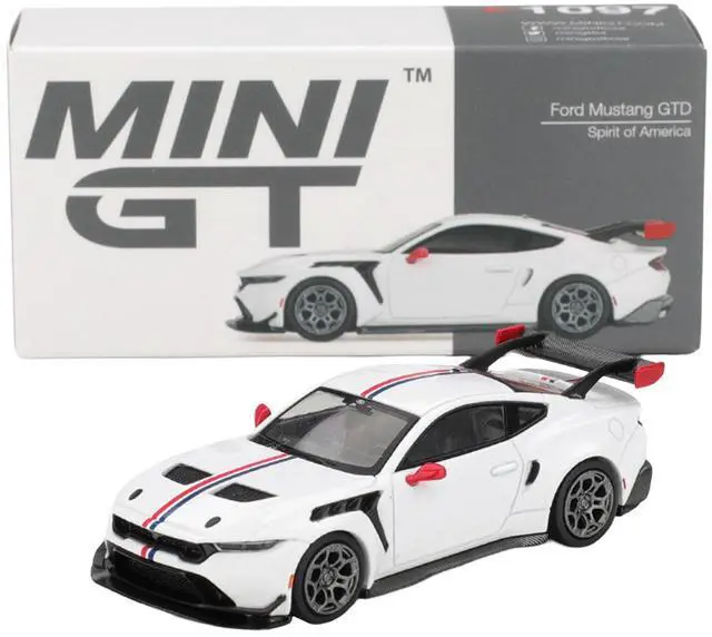 Alt view image 5 of 6 - Ford Mustang GTD "Spirit of America" White with Red and Blue Stripes Limited Edition 1/64 Diecast Model Car by Mini GT