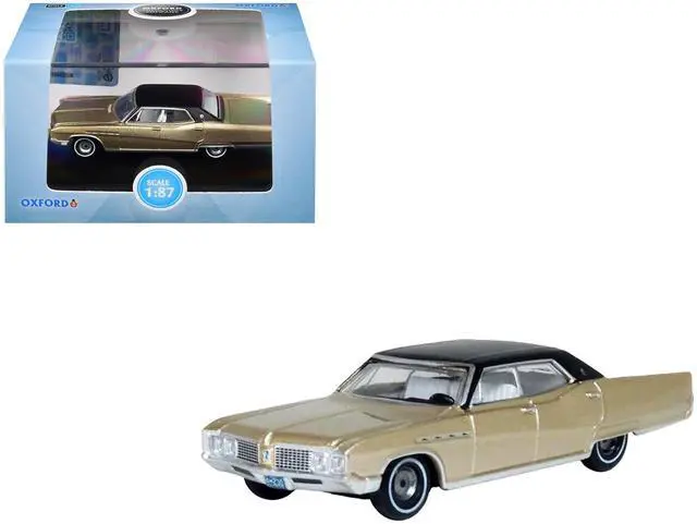 Main image of 1968 Buick Electra 225 Ivory Gold Metallic with Black Top and White Interior 1/87 (HO) Scale Diecast Model Car by Oxford Diecast