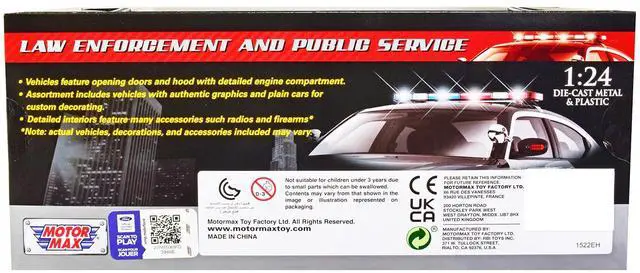 Alt view image 2 of 3 - 2022 Ford Police Interceptor Utility Gray Metallic w/White w/Flashing Lights & Sounds 1/24 Diecast Model Car by Motormax