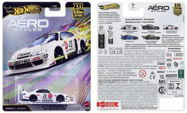 Alt view image 3 of 3 - Nissan Silvia (S15) LB Super Silhouette RHD #23 White with Graphics "Aero Styles" Series Diecast Model Car by Hot Wheels