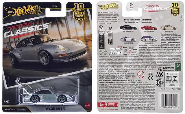 Alt view image 3 of 3 - Porsche 993 GT2 Gray Metallic "Modern Classics" Series Diecast Model Car by Hot Wheels