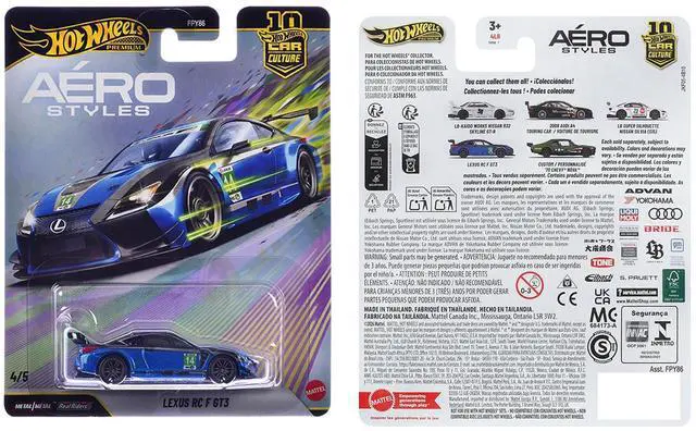 Alt view image 3 of 3 - Lexus RC F GT3 #14 Blue Metallic "Aero Styles" Series Diecast Model Car by Hot Wheels