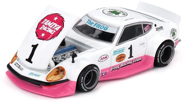 Alt view image 2 of 6 - Nissan Fairlady Z RHD #1 "Tamiya Racing - Frog Racing Team" White & Pink "Kaido House" Special 1/64 Diecast Model Car by Mini GT