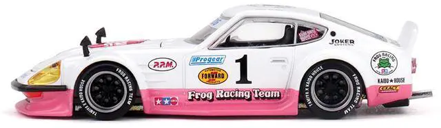Alt view image 3 of 6 - Nissan Fairlady Z RHD #1 "Tamiya Racing - Frog Racing Team" White & Pink "Kaido House" Special 1/64 Diecast Model Car by Mini GT
