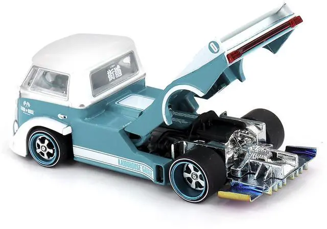 Alt view image 2 of 6 - Volkswagen T1 "Kaido Works V1" Truck Turquoise with White Top and Stripes 1/64 Diecast Model Car by Mini GT