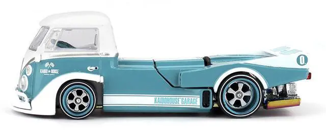 Alt view image 3 of 6 - Volkswagen T1 "Kaido Works V1" Truck Turquoise with White Top and Stripes 1/64 Diecast Model Car by Mini GT
