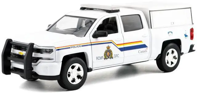 Main image of 2017 Chevrolet Silverado 1500 LT Z71 Crew Cab Truck with Camper Box "RCMP" White 1/27 Diecast Model Car by Motormax
