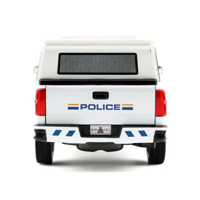 Alt view image 5 of 6 - 2017 Chevrolet Silverado 1500 LT Z71 Crew Cab Truck with Camper Box "RCMP" White 1/27 Diecast Model Car by Motormax