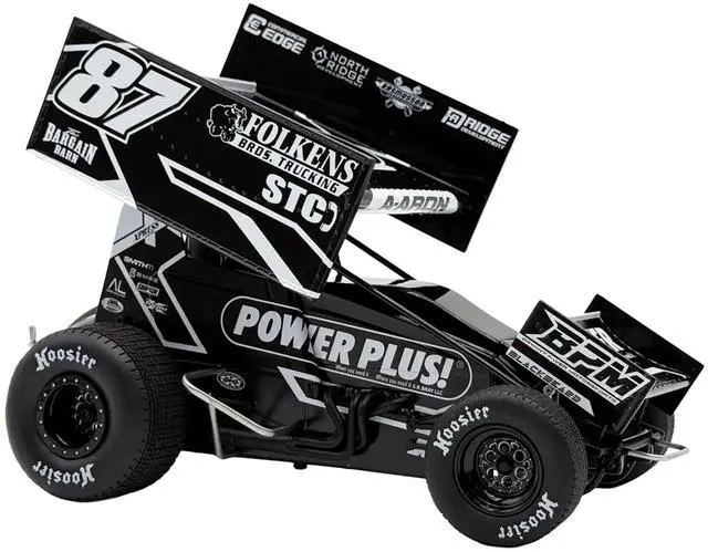 Main image of Winged Sprint Car #87 Aaron Reutzel "Power Plus" Black (2026) 1/18 Diecast Model Car by ACME