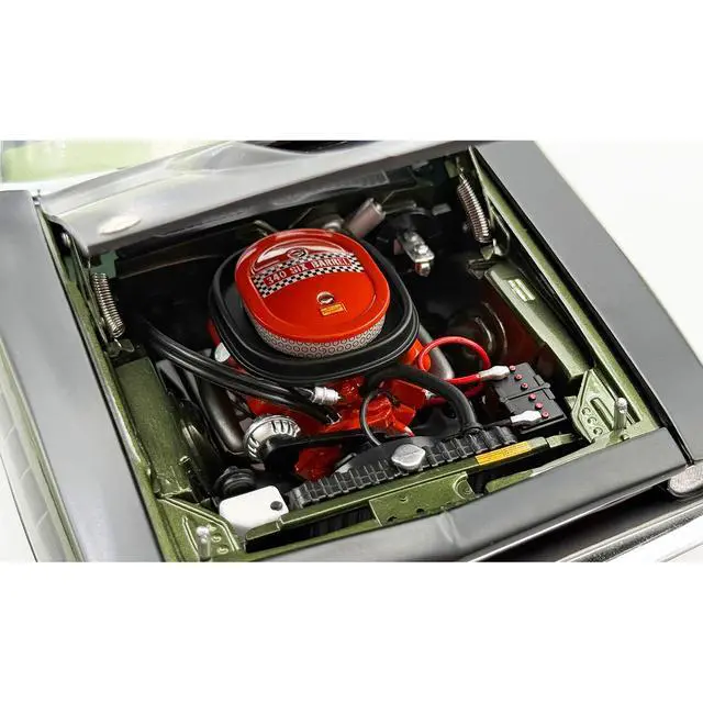 Alt view image 2 of 7 - 1970 Plymouth AAR Cuda Ivy Green Metallic with Black and Black Vinyl Top with Green Interior 1/18 Diecast Model Car by ACME