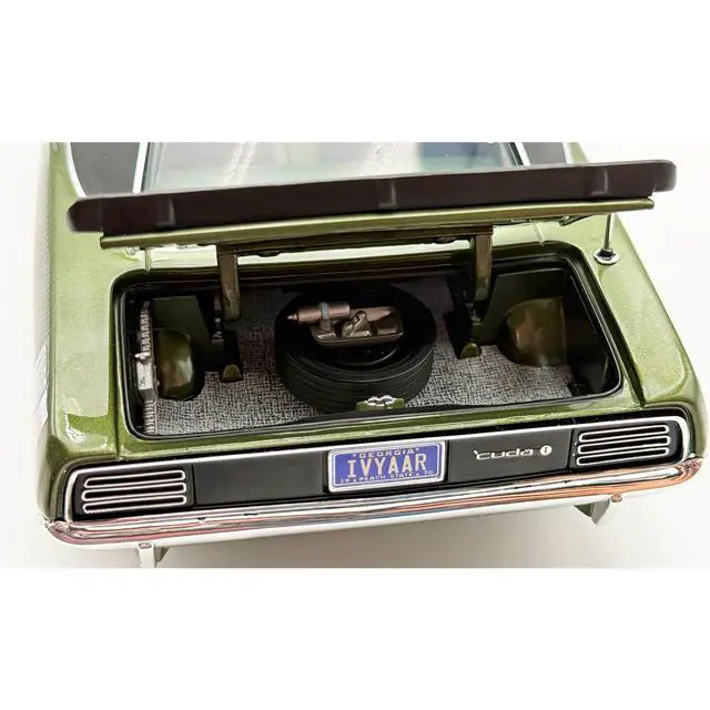 Alt view image 4 of 7 - 1970 Plymouth AAR Cuda Ivy Green Metallic with Black and Black Vinyl Top with Green Interior 1/18 Diecast Model Car by ACME