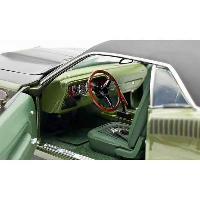 Alt view image 3 of 7 - 1970 Plymouth AAR Cuda Ivy Green Metallic with Black and Black Vinyl Top with Green Interior 1/18 Diecast Model Car by ACME