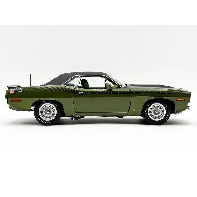 Alt view image 5 of 7 - 1970 Plymouth AAR Cuda Ivy Green Metallic with Black and Black Vinyl Top with Green Interior 1/18 Diecast Model Car by ACME