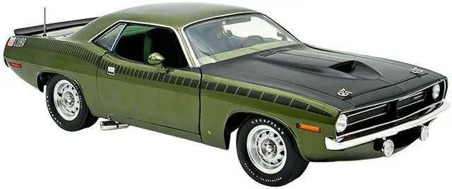 Main image of 1970 Plymouth AAR Cuda Ivy Green Metallic with Black Stripes and Green Interior Limited Ed 1/18 Diecast Model Car by ACME