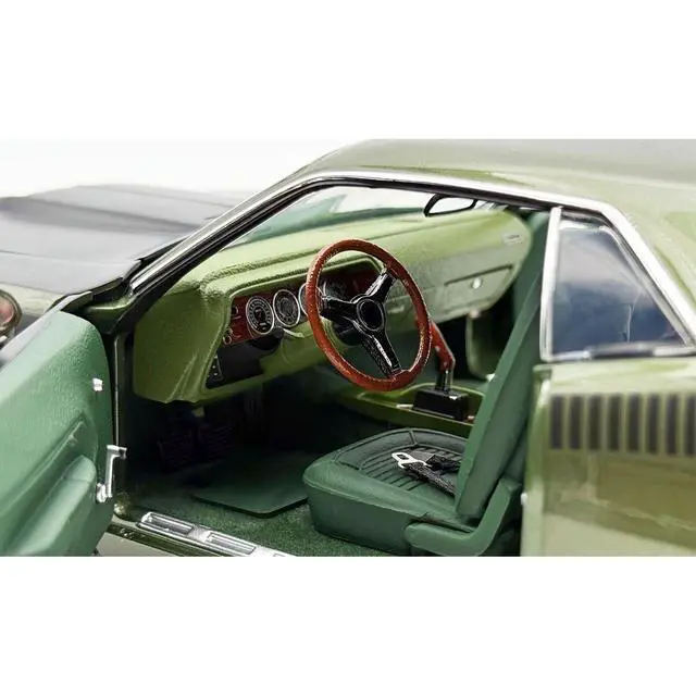Alt view image 2 of 7 - 1970 Plymouth AAR Cuda Ivy Green Metallic with Black Stripes and Green Interior Limited Ed 1/18 Diecast Model Car by ACME