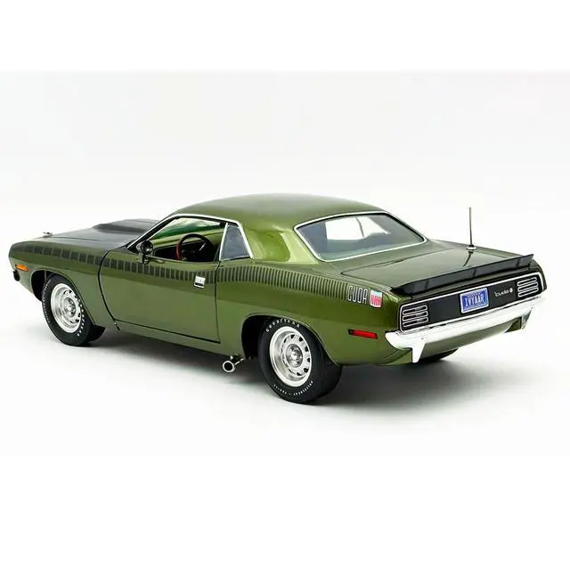 Alt view image 5 of 7 - 1970 Plymouth AAR Cuda Ivy Green Metallic with Black Stripes and Green Interior Limited Ed 1/18 Diecast Model Car by ACME