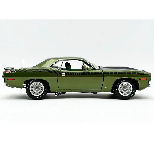 Alt view image 4 of 7 - 1970 Plymouth AAR Cuda Ivy Green Metallic with Black Stripes and Green Interior Limited Ed 1/18 Diecast Model Car by ACME