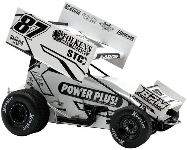 Main image of Winged Sprint Car #87 Aaron Reutzel "Power Plus" White (2026) 1/18 Diecast Model Car by ACME