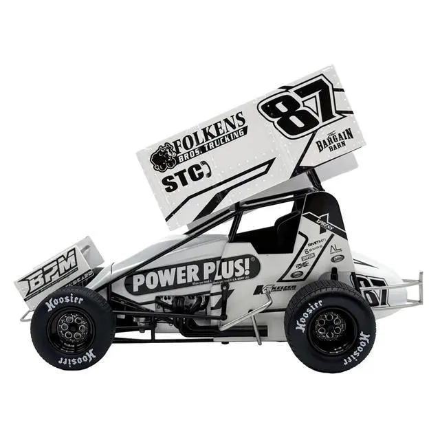 Alt view image 3 of 6 - Winged Sprint Car #87 Aaron Reutzel "Power Plus" White (2026) 1/18 Diecast Model Car by ACME