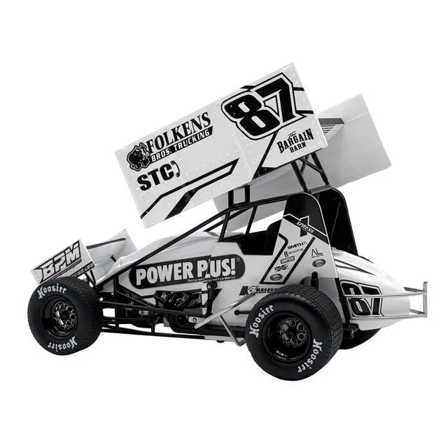 Alt view image 4 of 6 - Winged Sprint Car #87 Aaron Reutzel "Power Plus" White (2026) 1/18 Diecast Model Car by ACME