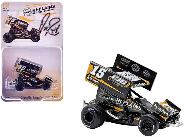 Main image of Winged Sprint Car #15 Donny Schatz "CJB Motorsports - Hi-Plains Building Division" Black (2026) 1/50 Diecast Model Car by ACME