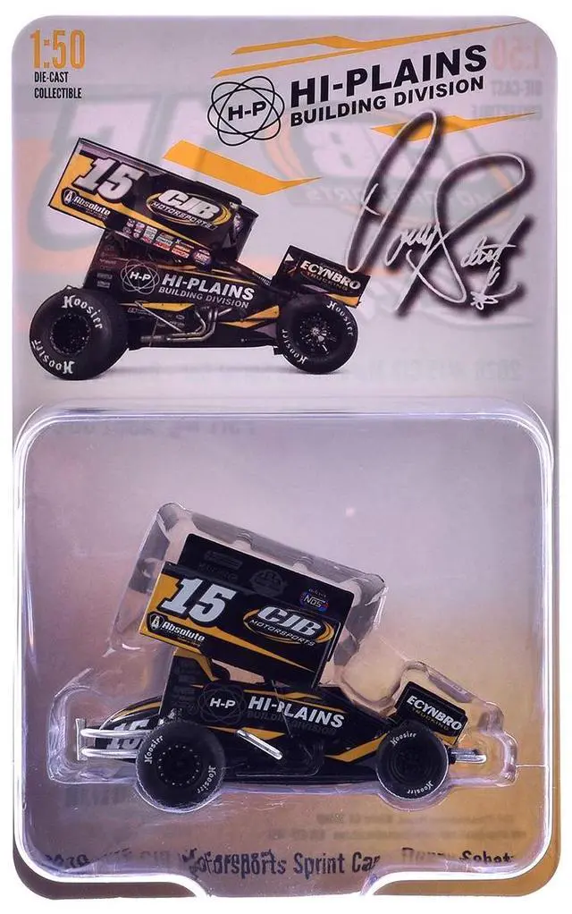 Alt view image 6 of 6 - Winged Sprint Car #15 Donny Schatz "CJB Motorsports - Hi-Plains Building Division" Black (2026) 1/50 Diecast Model Car by ACME