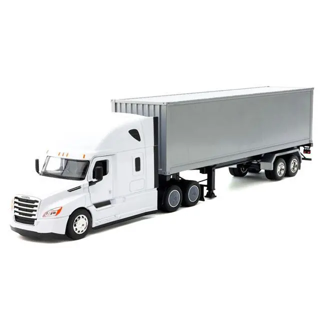 Alt view image 2 of 3 - Freightliner Cascadia Truck White with Gray Container "Transporter" Series 1/32 Diecast Model by Welly
