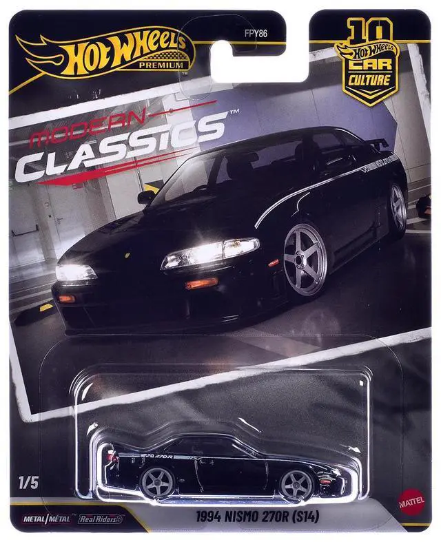 Main image of 1994 Nissan Nismo 270R (S14) RHD Black with White Stripes "Modern Classics" Series Diecast Model Car by Hot Wheels