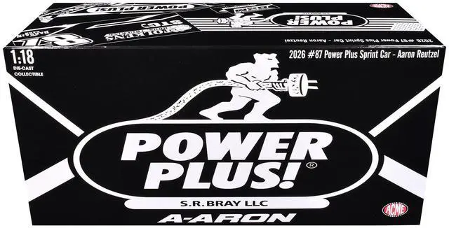 Alt view image 5 of 6 - Winged Sprint Car #87 Aaron Reutzel "Power Plus" Black (2026) 1/18 Diecast Model Car by ACME