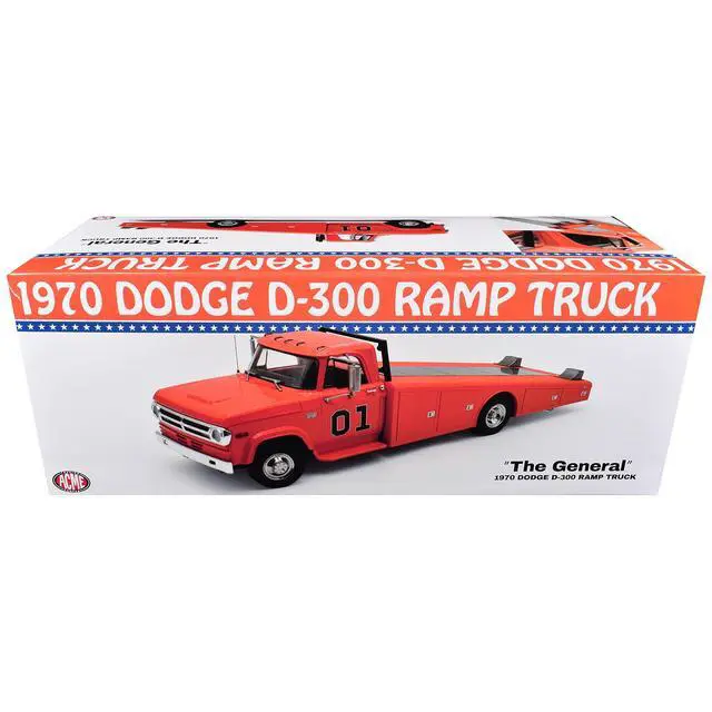 Alt view image 6 of 7 - 1970 Dodge D-300 Ramp Truck #01 "The General" Orange Limited Edition to 852 pieces Worldwide 1/18 Diecast Model Car by ACME
