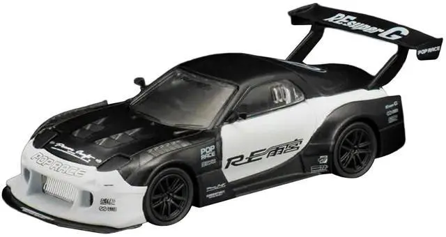Alt view image 2 of 6 - Mazda RX-7 "RE Super G Time Attack" RHD Black and White "The Model Car Show Malaysia 2026" 1/64 Diecast Model Car by Pop Race