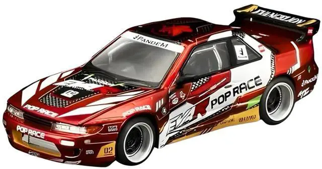 Main image of Pandem S13 RHD (Right Hand Drive) "EVA RT Production Model-02" Red Metallic with Graphics 1/64 Diecast Model Car by Pop Race