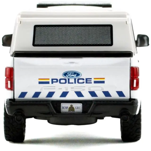 Alt view image 5 of 6 - 2019 Ford F-150 Lariat Crew Cab Truck with Camper Box "Royal Canadian Mounted Police" White 1/27 Diecast Model Car by Motormax