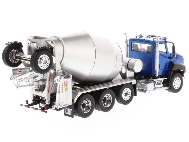 Alt view image 5 of 6 - CAT Caterpillar CT660 Day Cab Tractor with McNeilus Concrete Mixer Truck Blue Metallic 1/50 Diecast Model by Diecast Masters