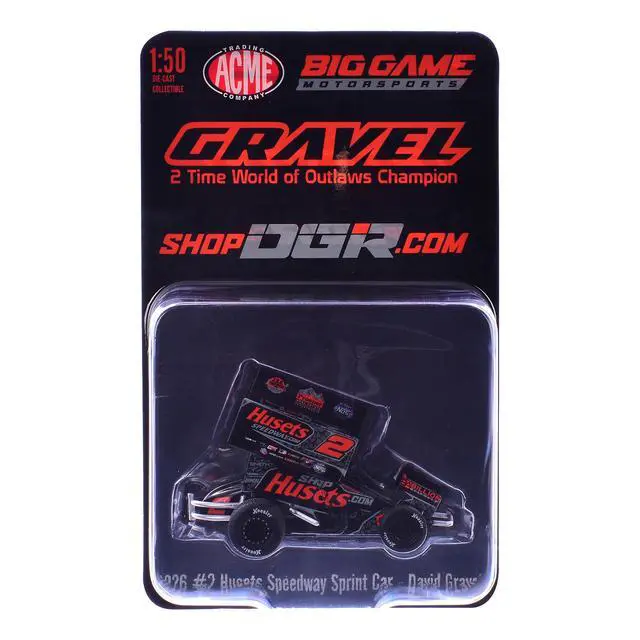 Alt view image 6 of 6 - Winged Sprint Car #2 David Gravel "Husets Speedway - Big Game Motorsports" (2026) 1/50 Diecast Model Car by ACME