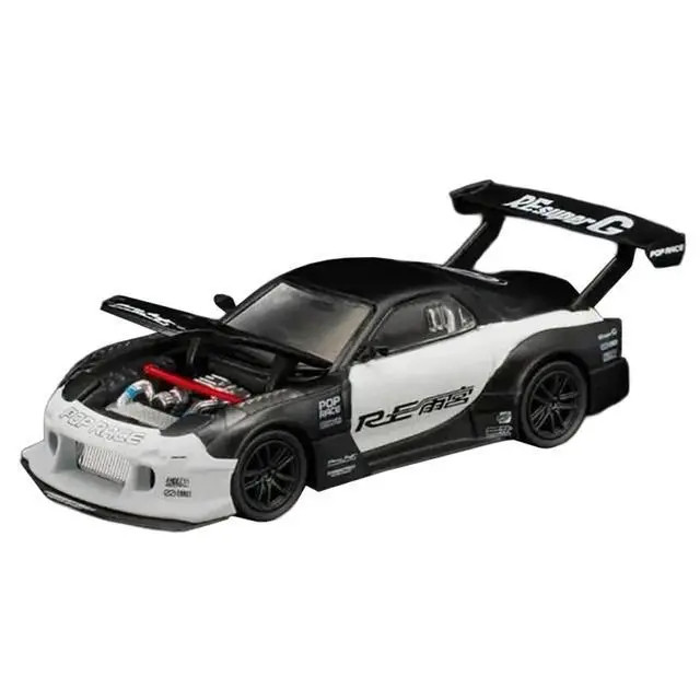 Alt view image 4 of 6 - Mazda RX-7 "RE Super G Time Attack" RHD Black and White "The Model Car Show Malaysia 2026" 1/64 Diecast Model Car by Pop Race