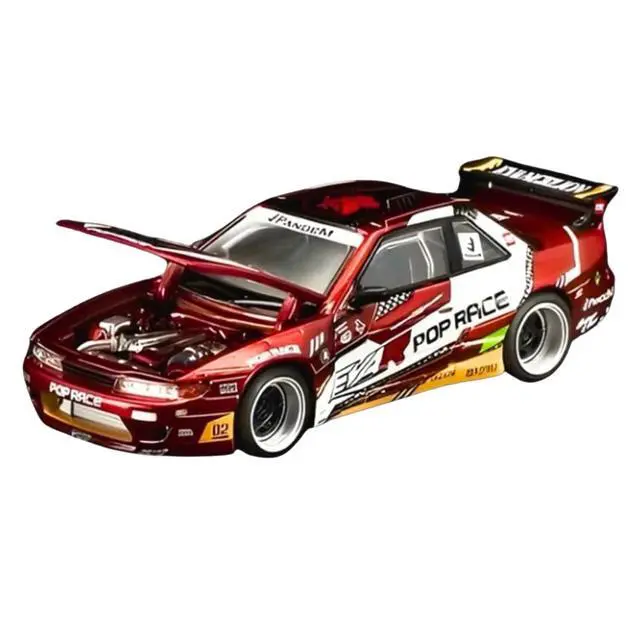 Alt view image 3 of 6 - Pandem S13 RHD (Right Hand Drive) "EVA RT Production Model-02" Red Metallic with Graphics 1/64 Diecast Model Car by Pop Race
